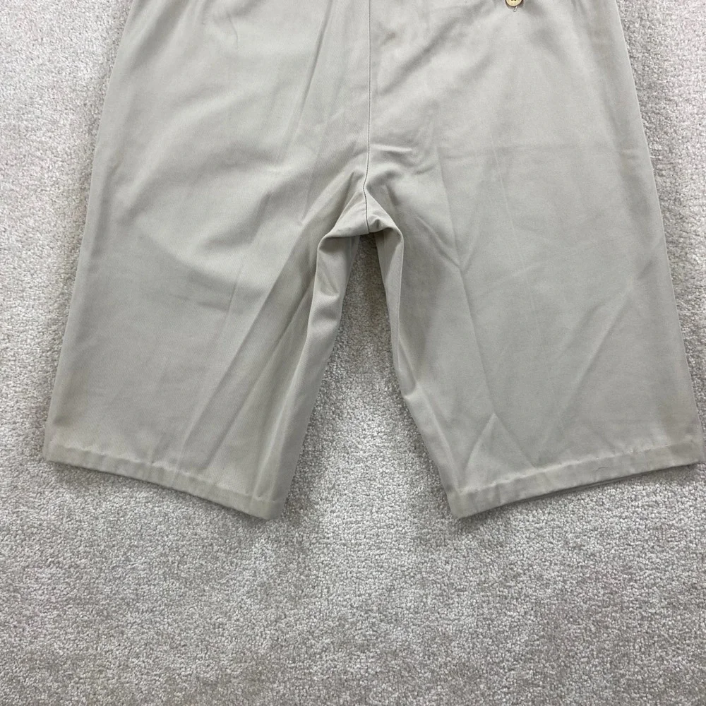 Vintage Nike Pleated Chino Shorts Mens 30 Tan Khaki Embroidered Logo Longline